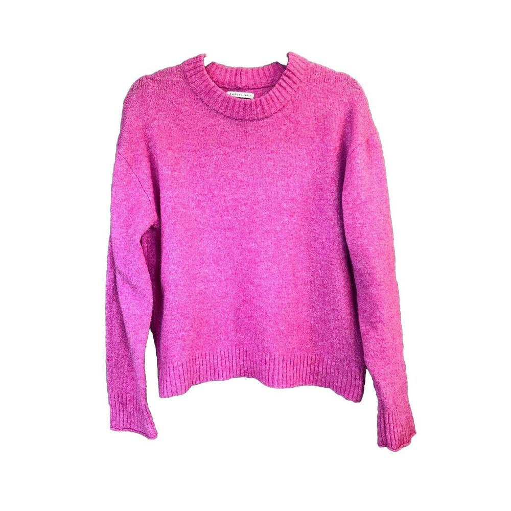 American Eagle Womens Crew Neck Bright Pink Sweater Small